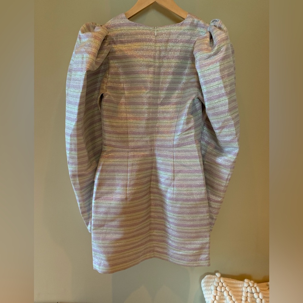 ROTATE Birger Christensen Metallic Wrap Dress - Picture 8 of 13